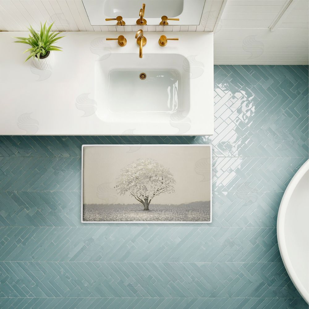 Michael Marcon Neutral Radiance Tree Plush Bathroom Floor Mat
