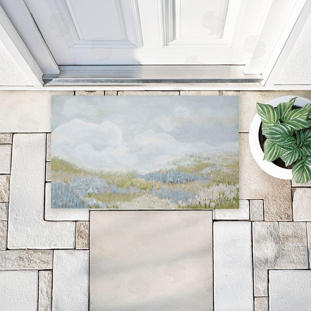 Patricia Pinto Subtle Blue Floral Meadow Unwoven Outdoor Door Mat