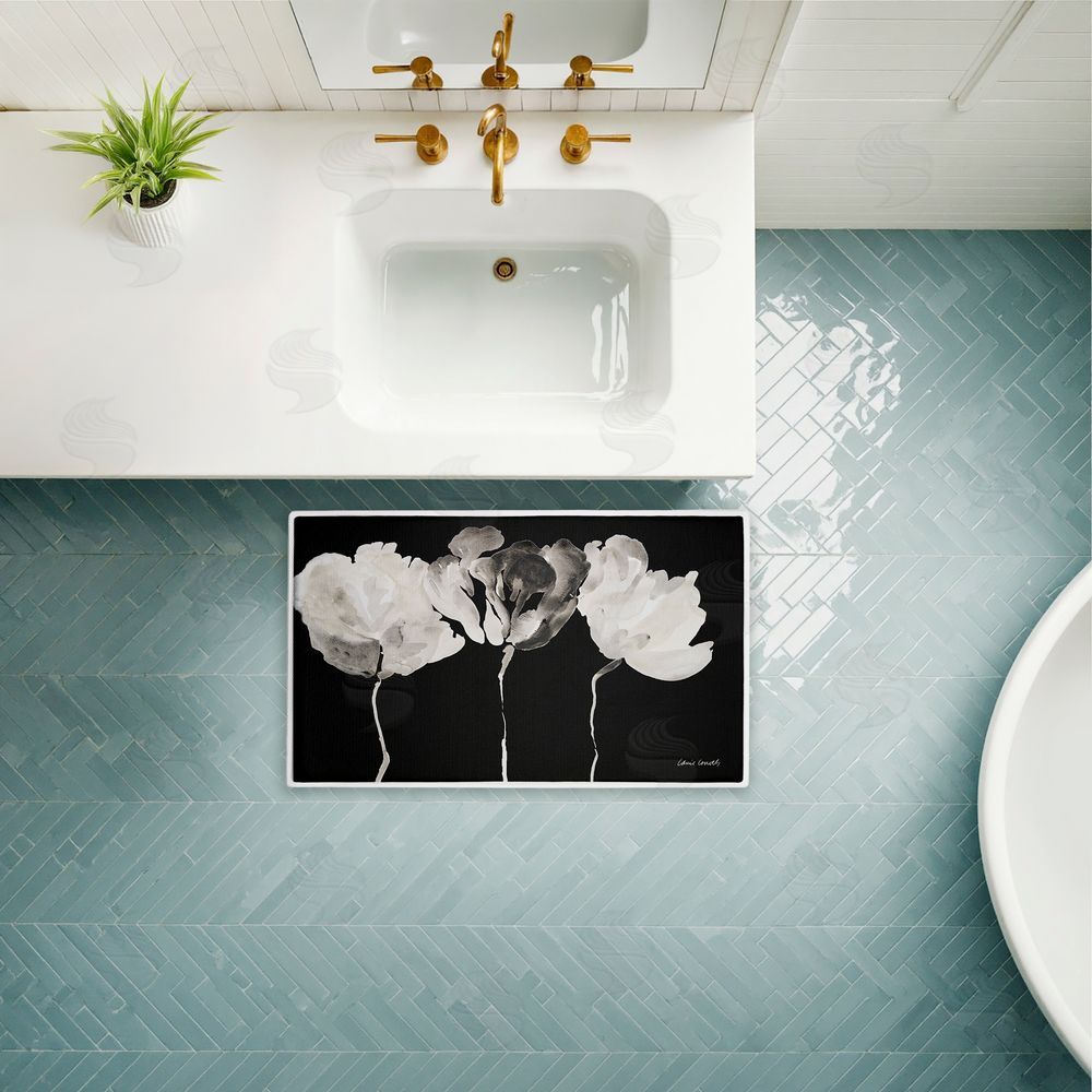 Lanie Loreth Trio in Light on Black Plush Bathroom Floor Mat