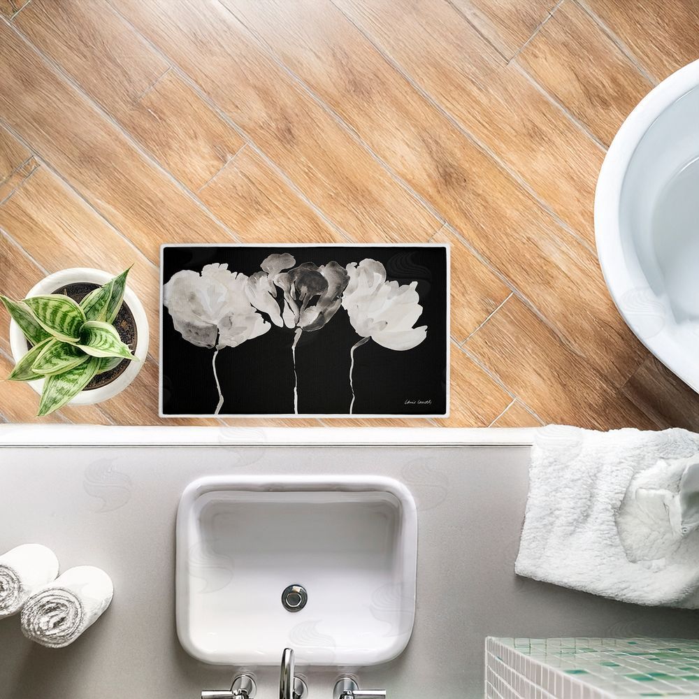 Lanie Loreth Trio in Light on Black Plush Bathroom Floor Mat