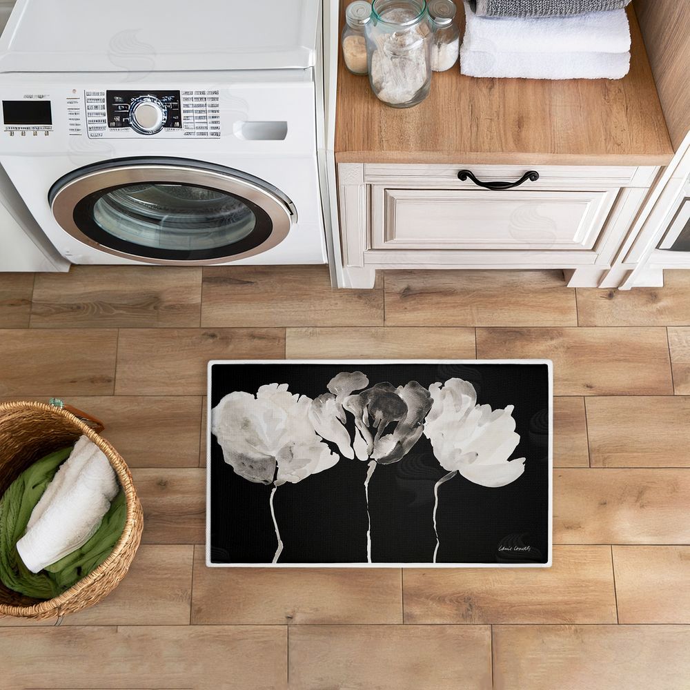 Lanie Loreth Trio in Light on Black Plush Bathroom Floor Mat
