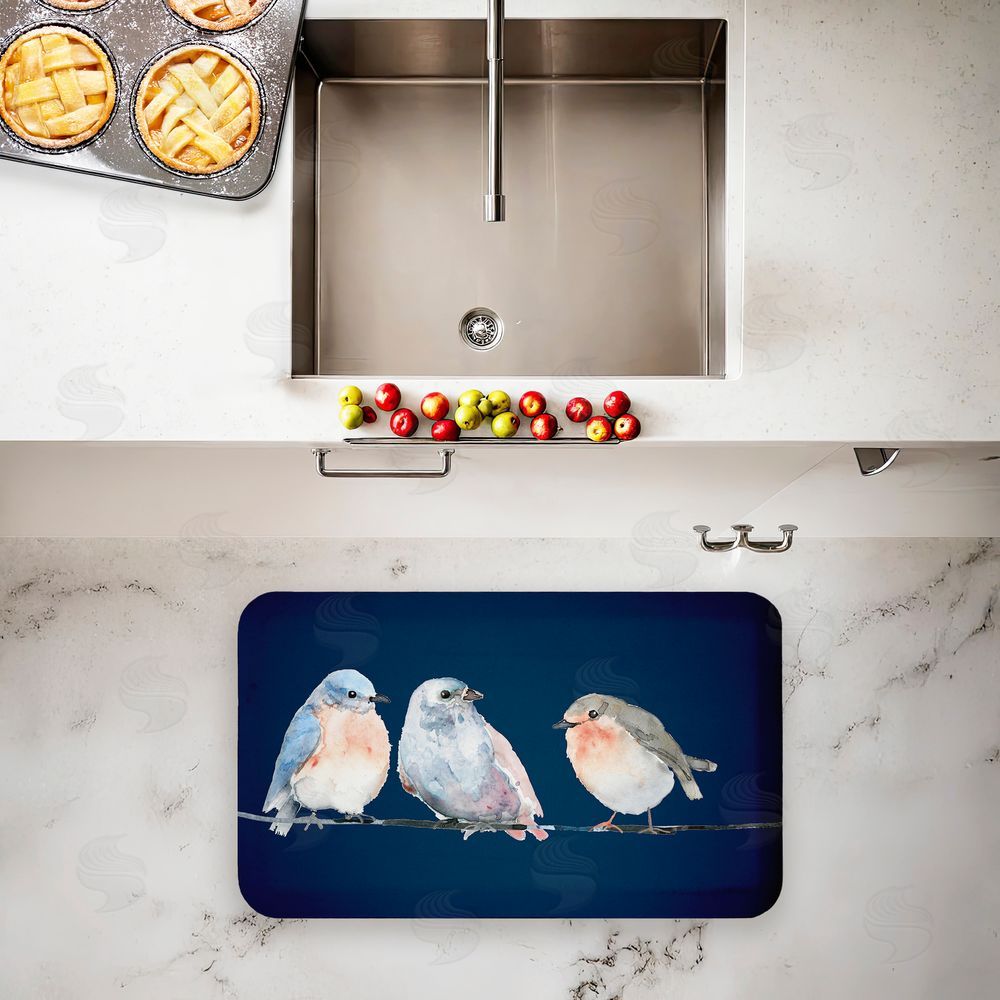 Lorenzo Collective Perched Trio of Song Birds Kitchen Floor Mat
