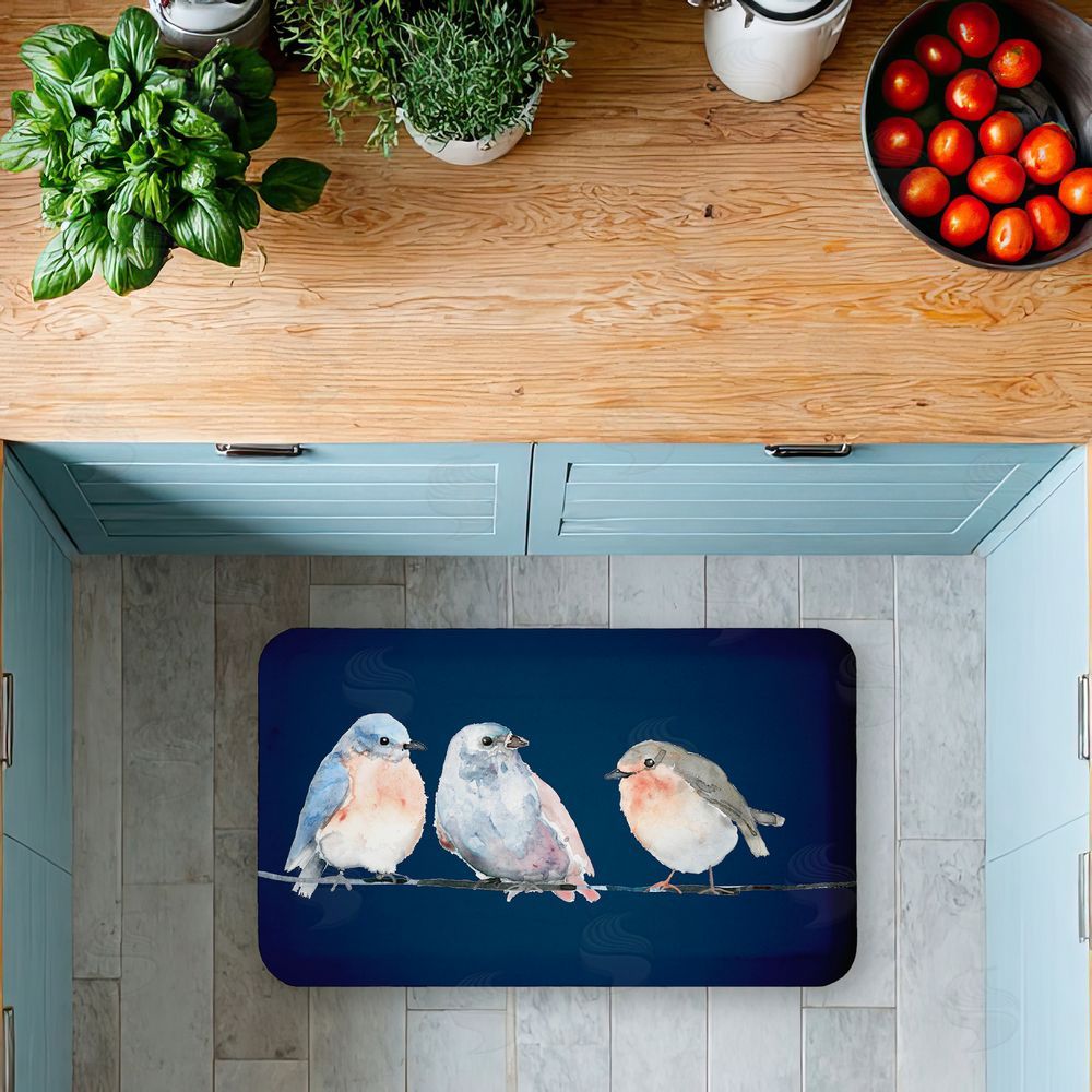 Lorenzo Collective Perched Trio of Song Birds Kitchen Floor Mat