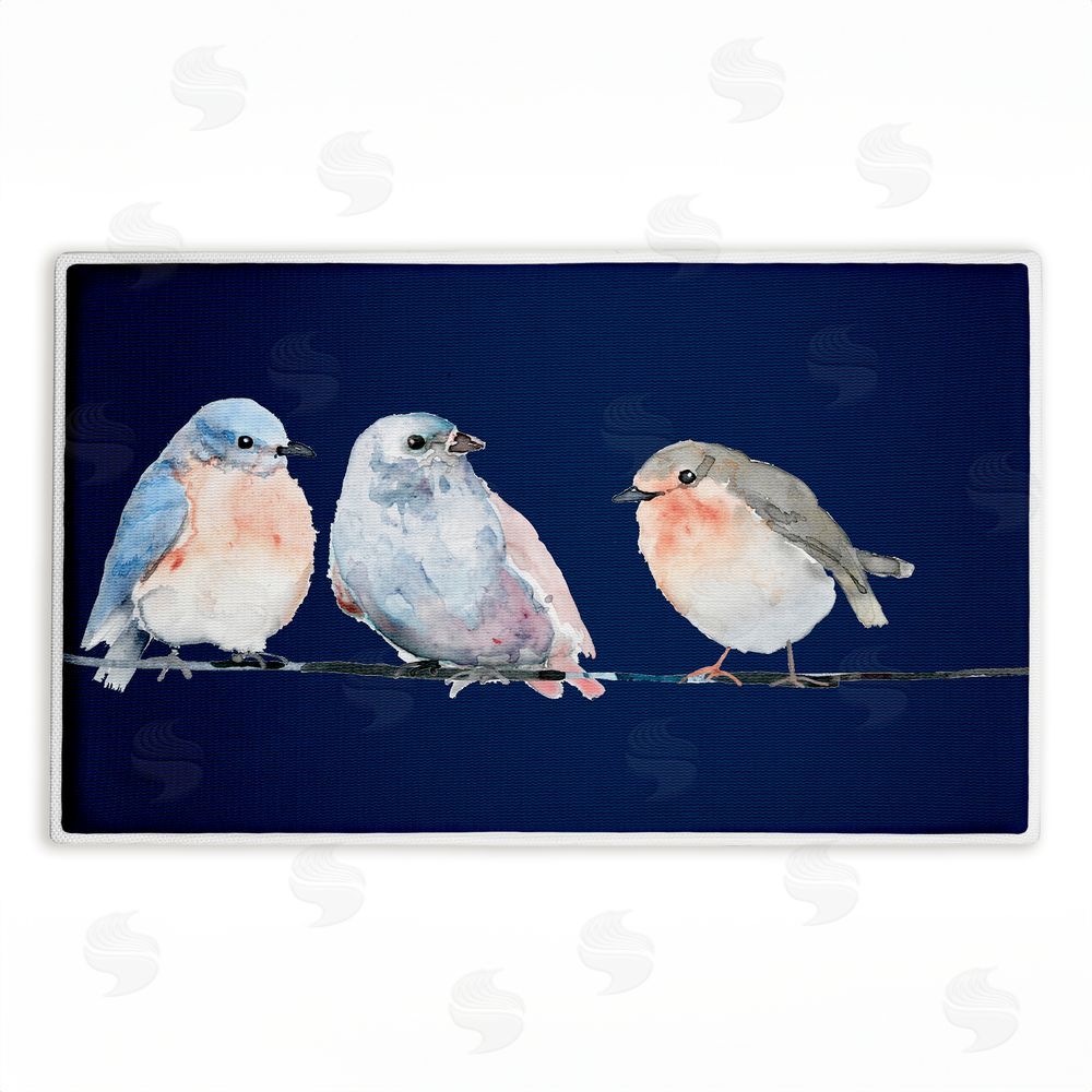 Lorenzo Collective Perched Trio of Song Birds Plush Bathroom Floor Mat