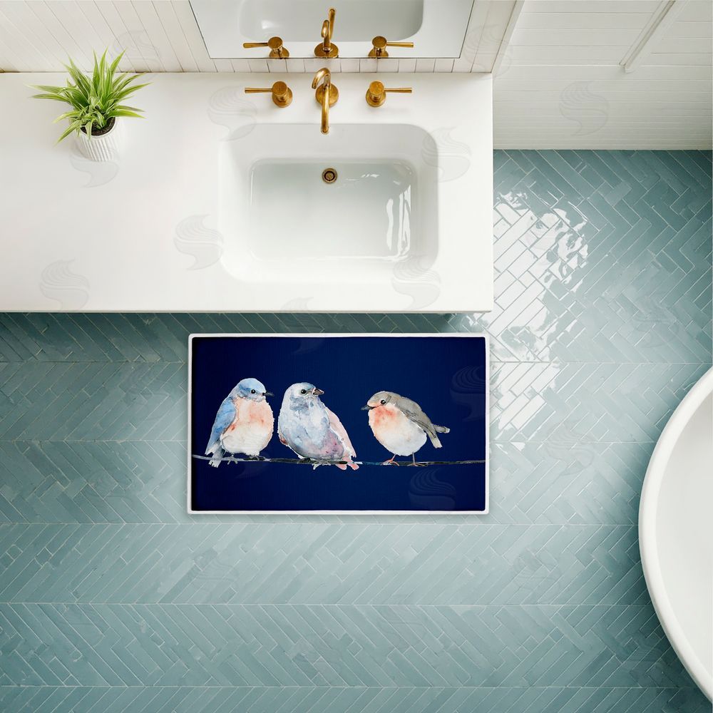 Lorenzo Collective Perched Trio of Song Birds Plush Bathroom Floor Mat