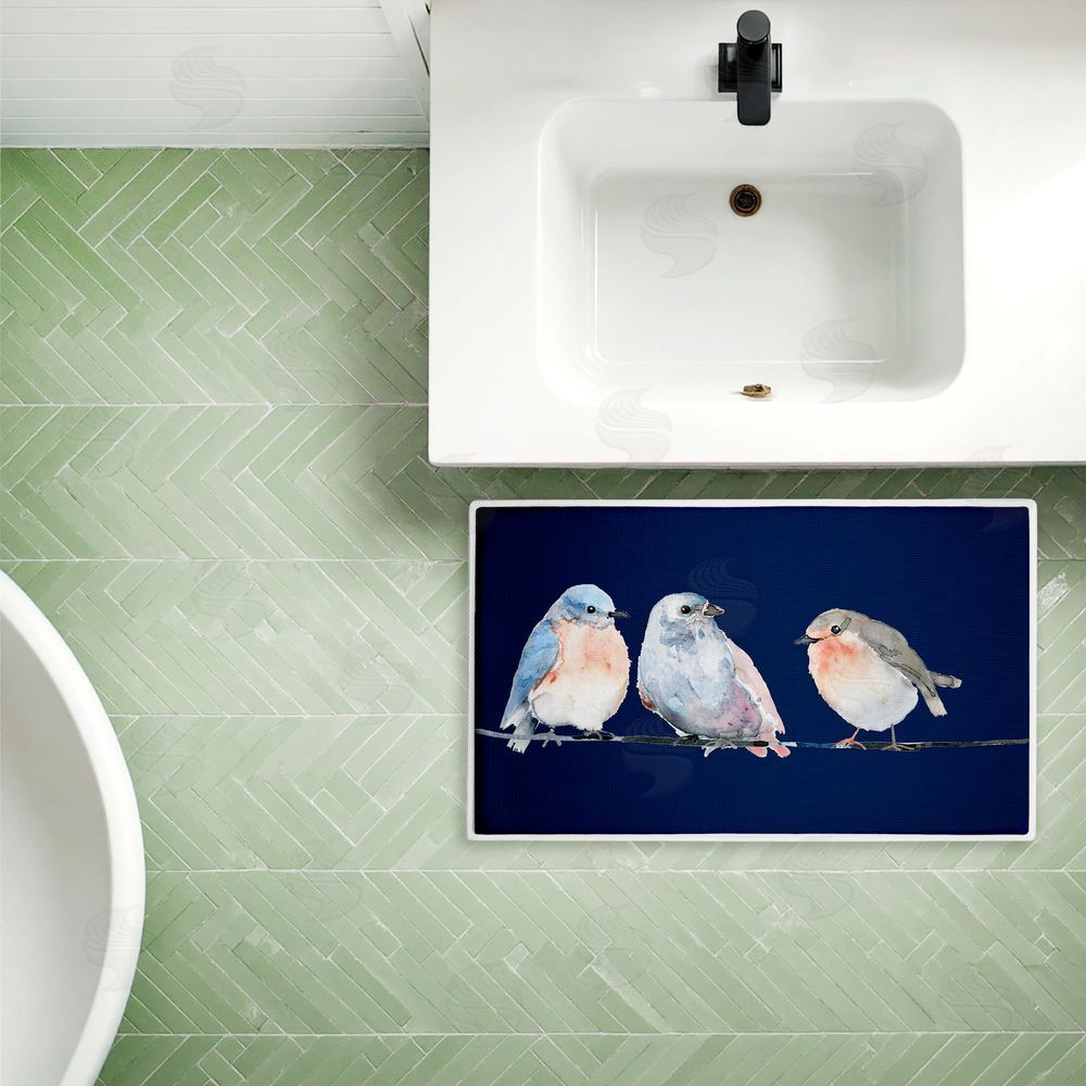 Lorenzo Collective Perched Trio of Song Birds Plush Bathroom Floor Mat
