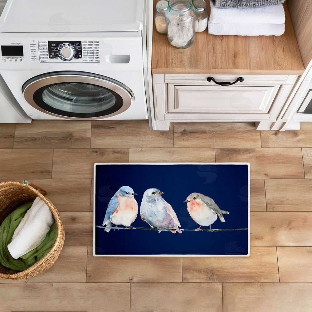 Lorenzo Collective Perched Trio of Song Birds Plush Bathroom Floor Mat