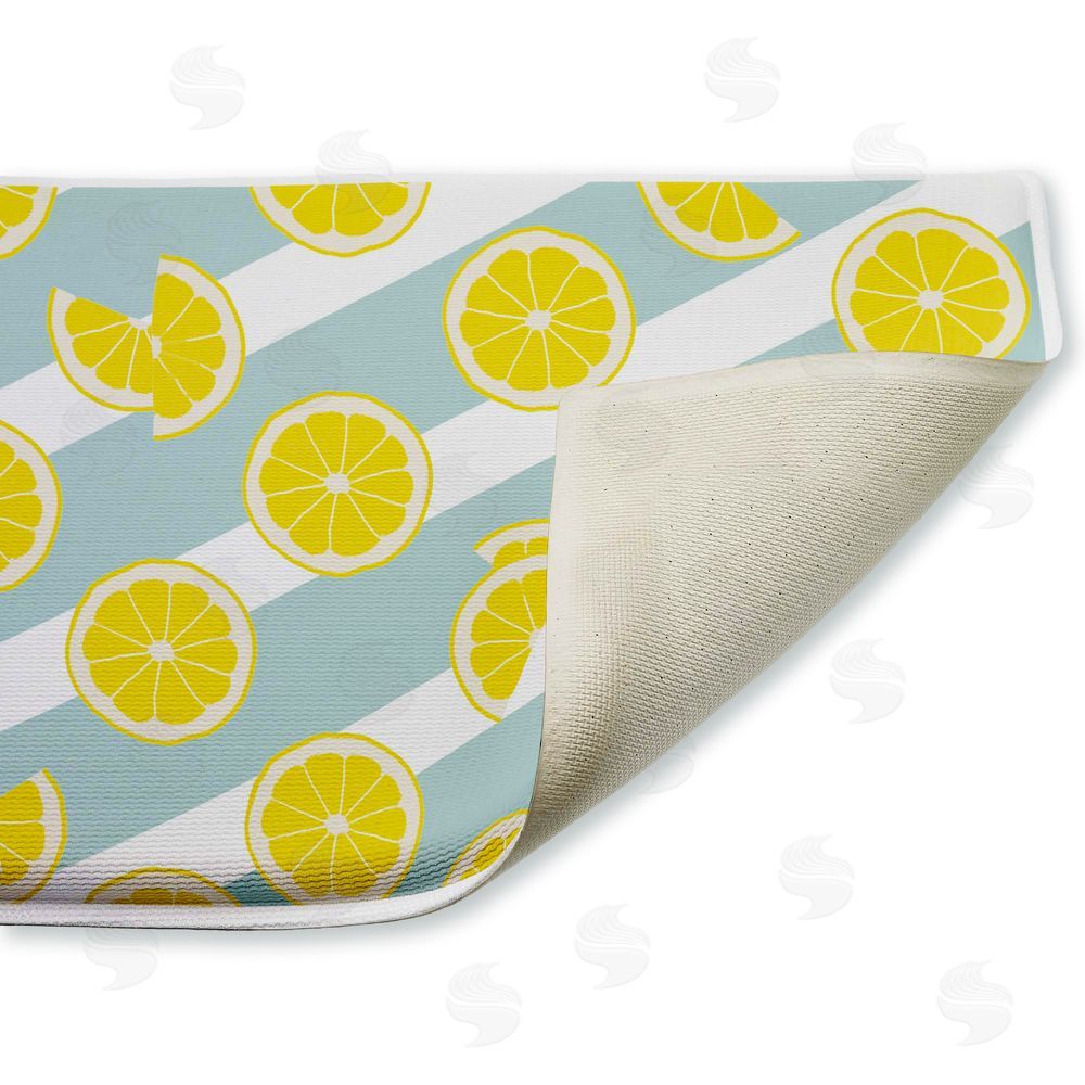 Anna Quach Kitchen Lemony Stripes Plush Bathroom Floor Mat