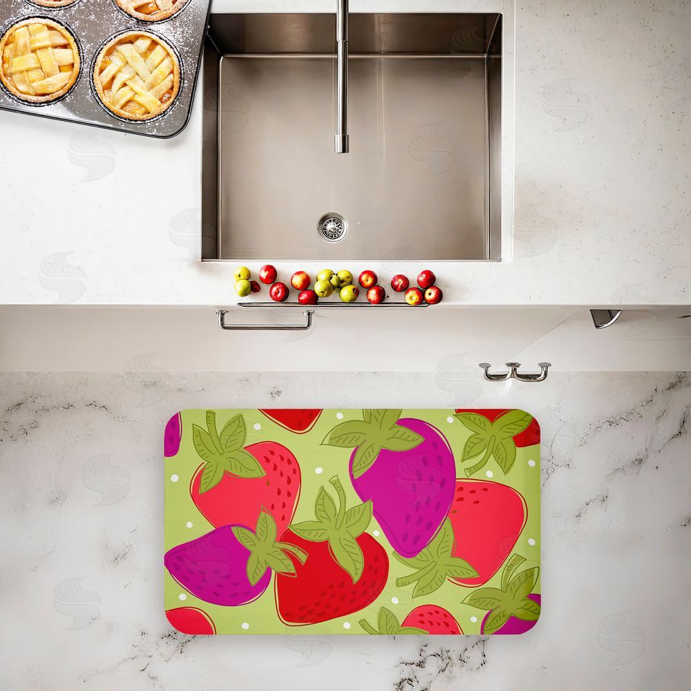 Deidre Mosher Fun Fruit Strawberries Kitchen Floor Mat