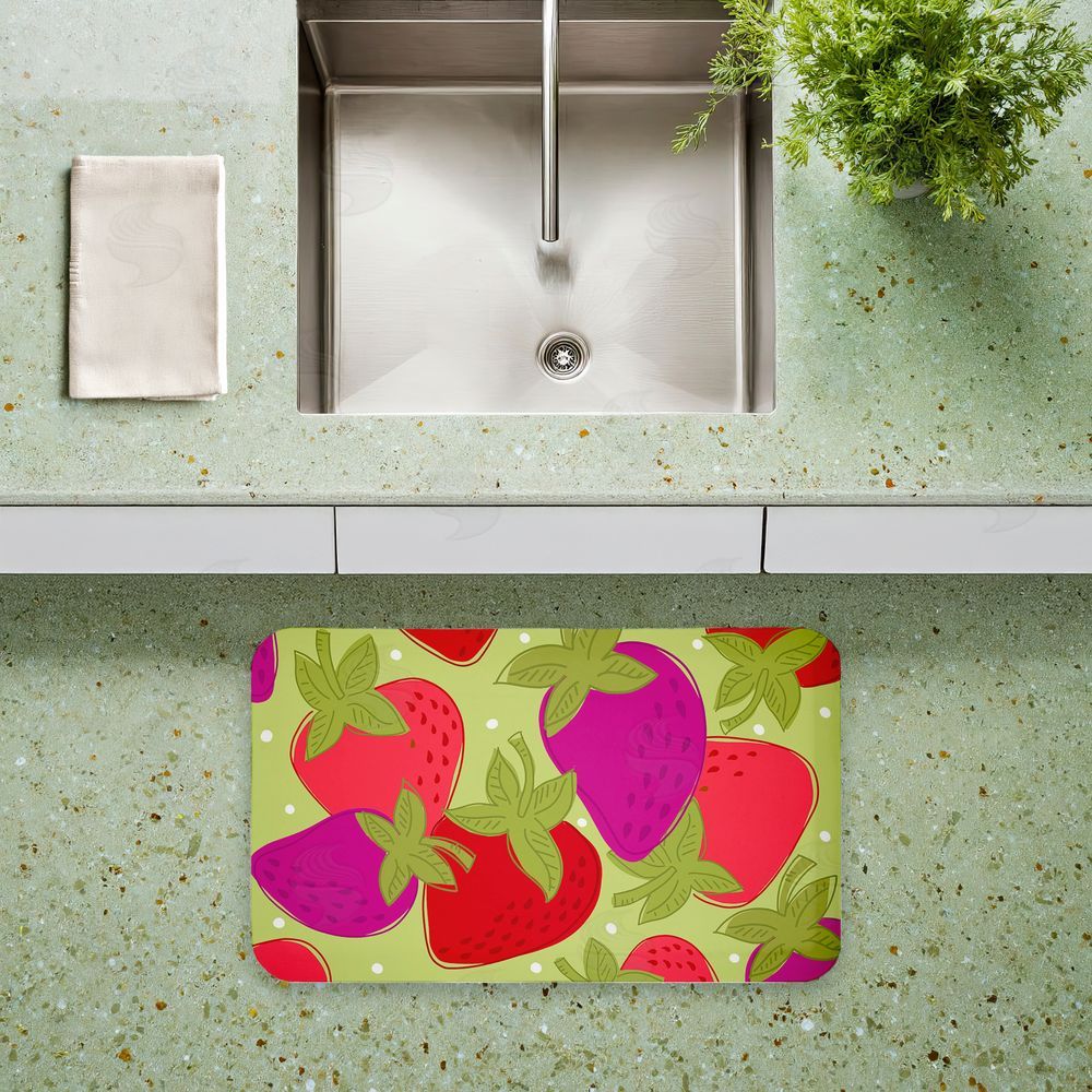 Deidre Mosher Fun Fruit Strawberries Kitchen Floor Mat