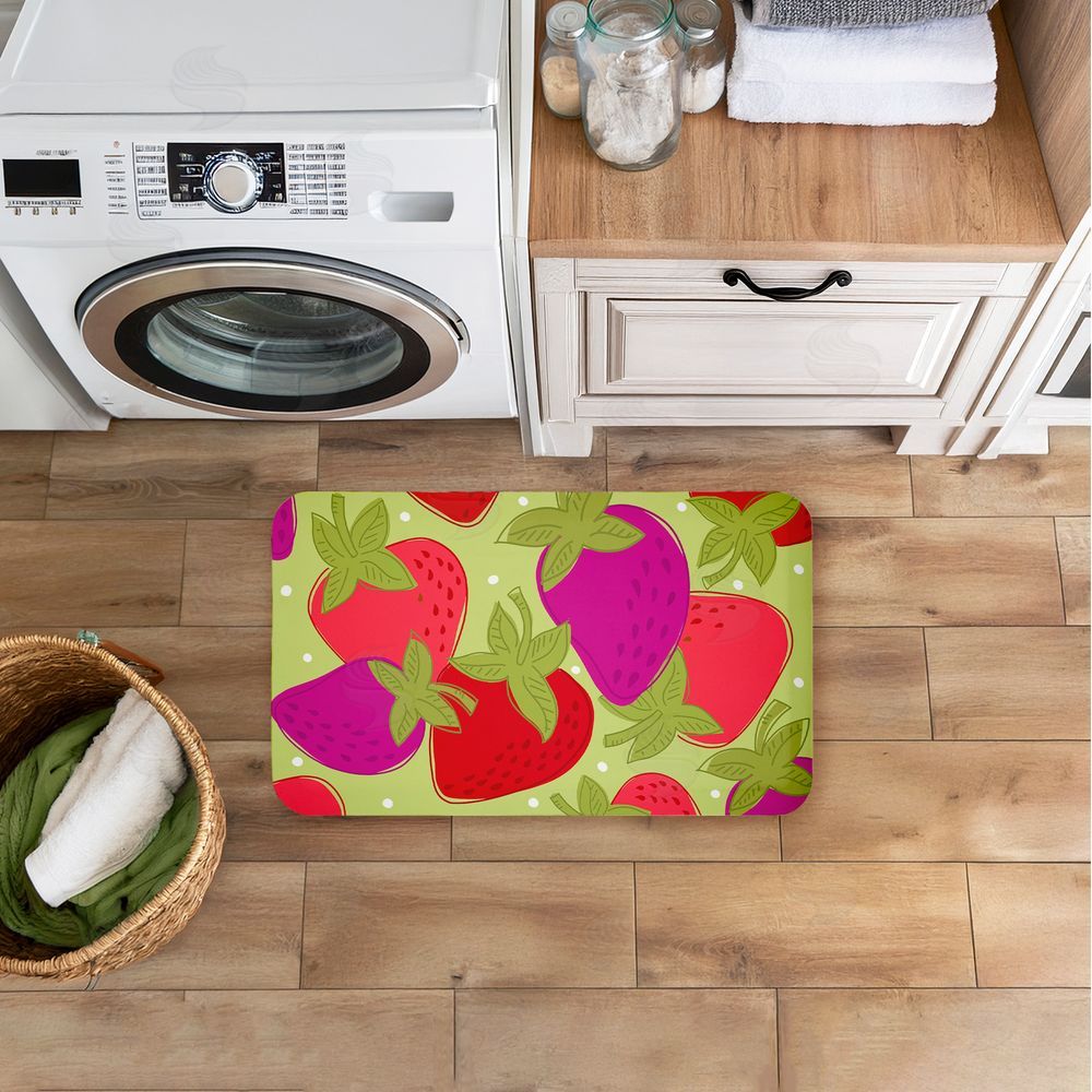 Deidre Mosher Fun Fruit Strawberries Kitchen Floor Mat