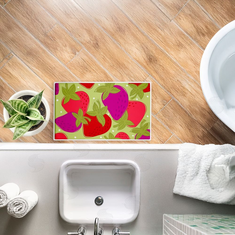 Deidre Mosher Fun Fruit Strawberries Plush Bathroom Floor Mat
