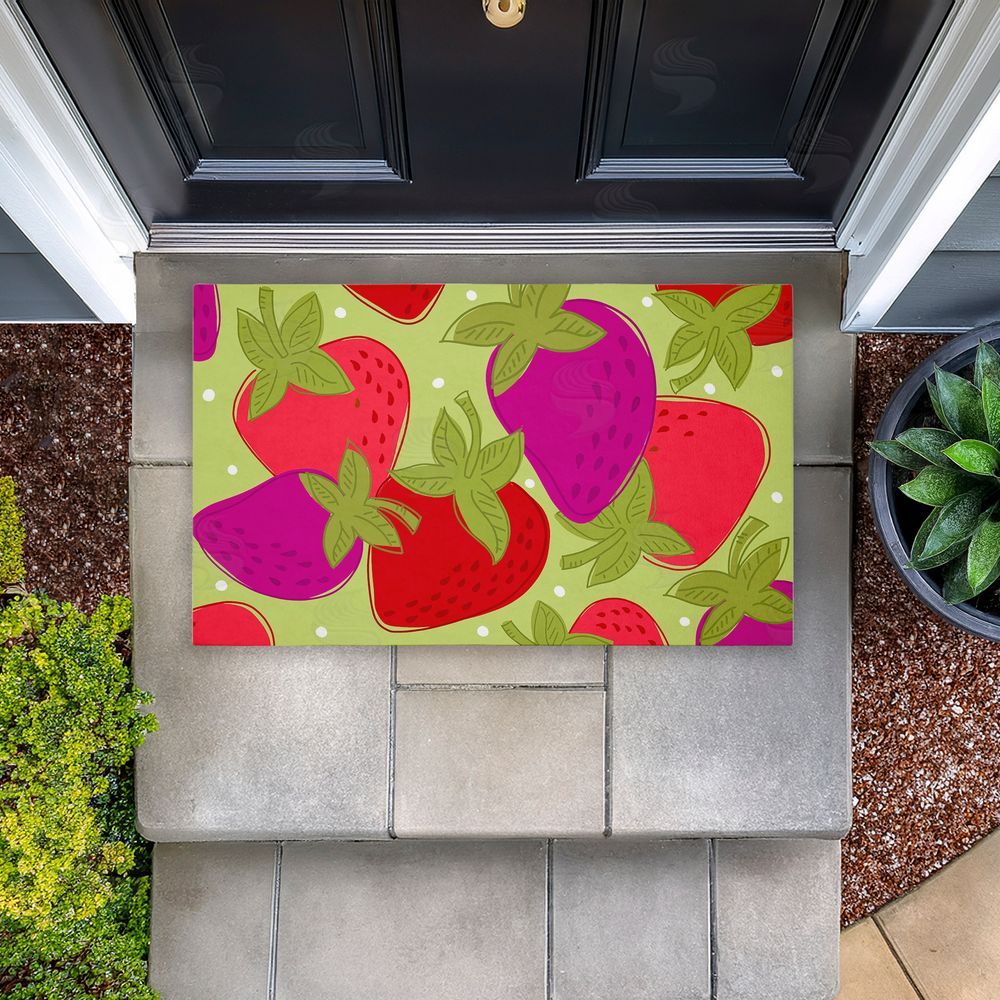 Deidre Mosher Fun Fruit Strawberries Unwoven Outdoor Door Mat