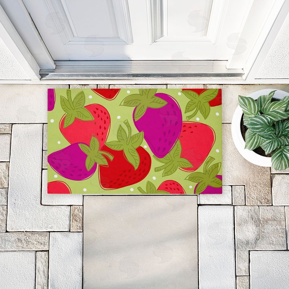 Deidre Mosher Fun Fruit Strawberries Unwoven Outdoor Door Mat
