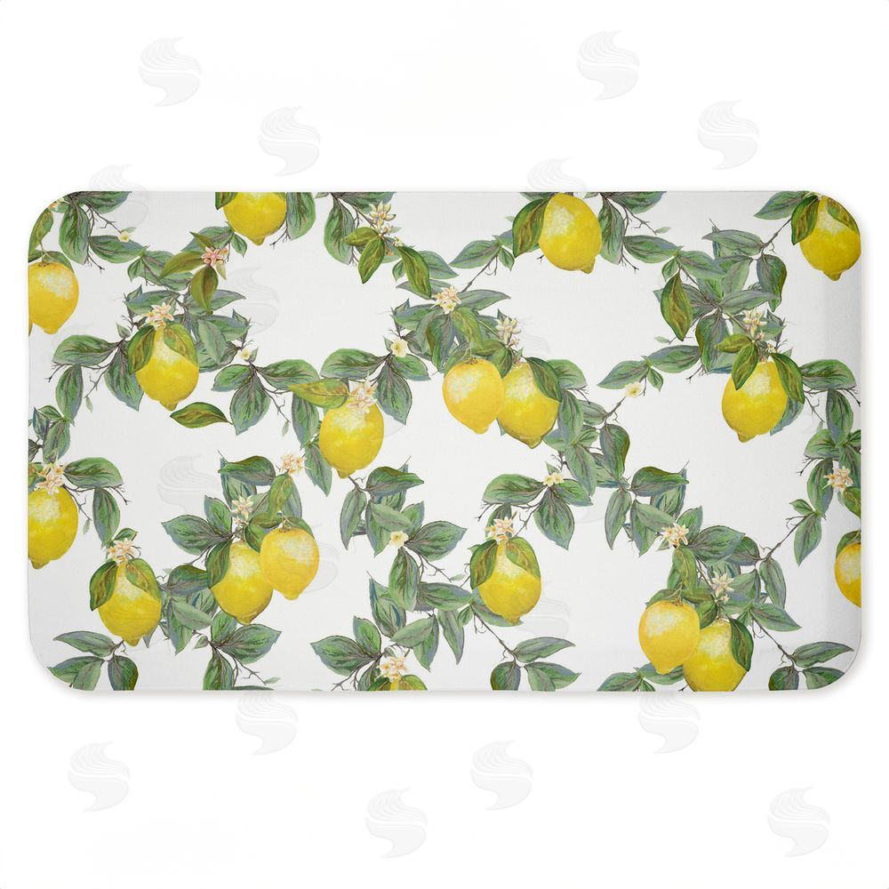 Diannart Fruity Lemony Vine Pattern Kitchen Floor Mat