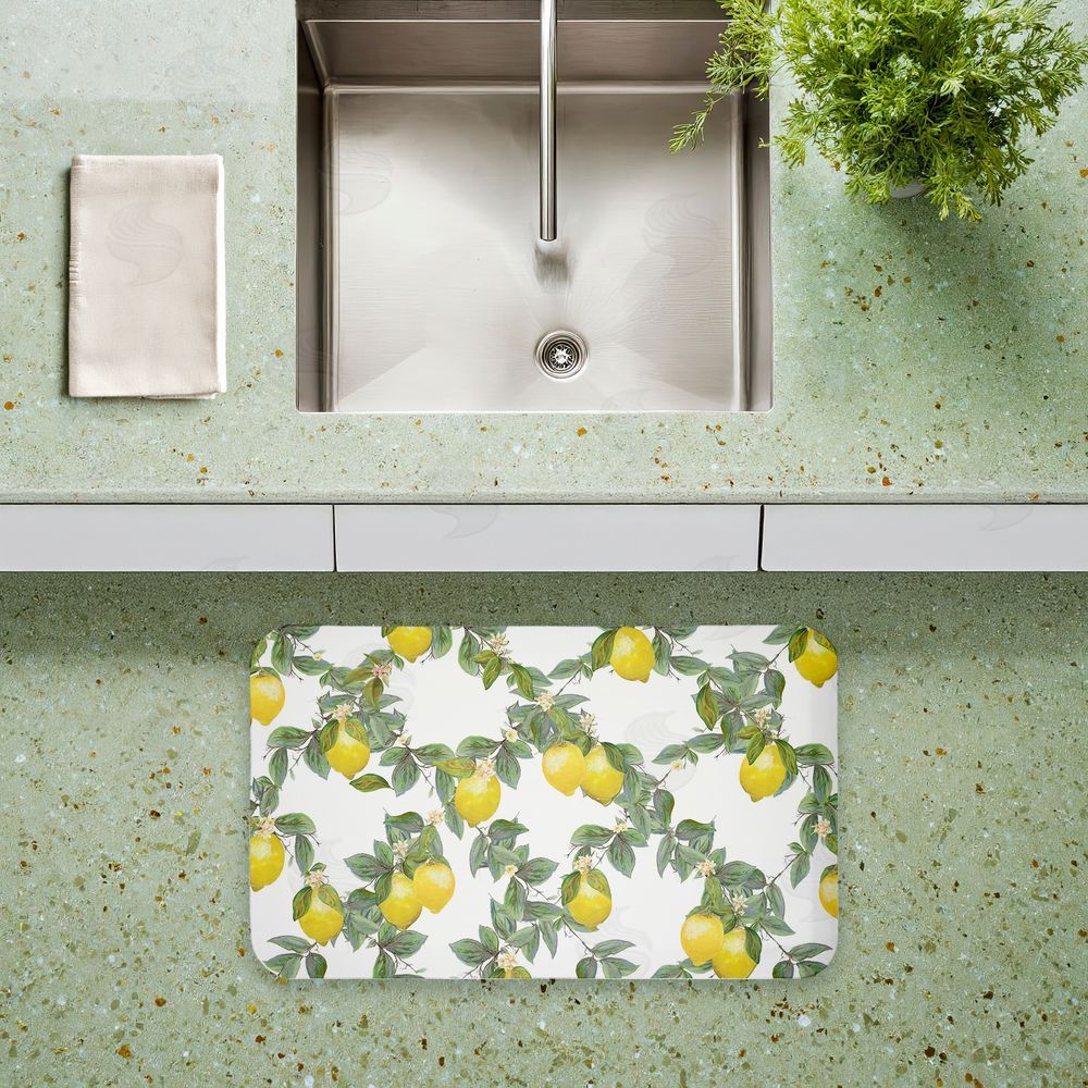 Diannart Fruity Lemony Vine Pattern Kitchen Floor Mat