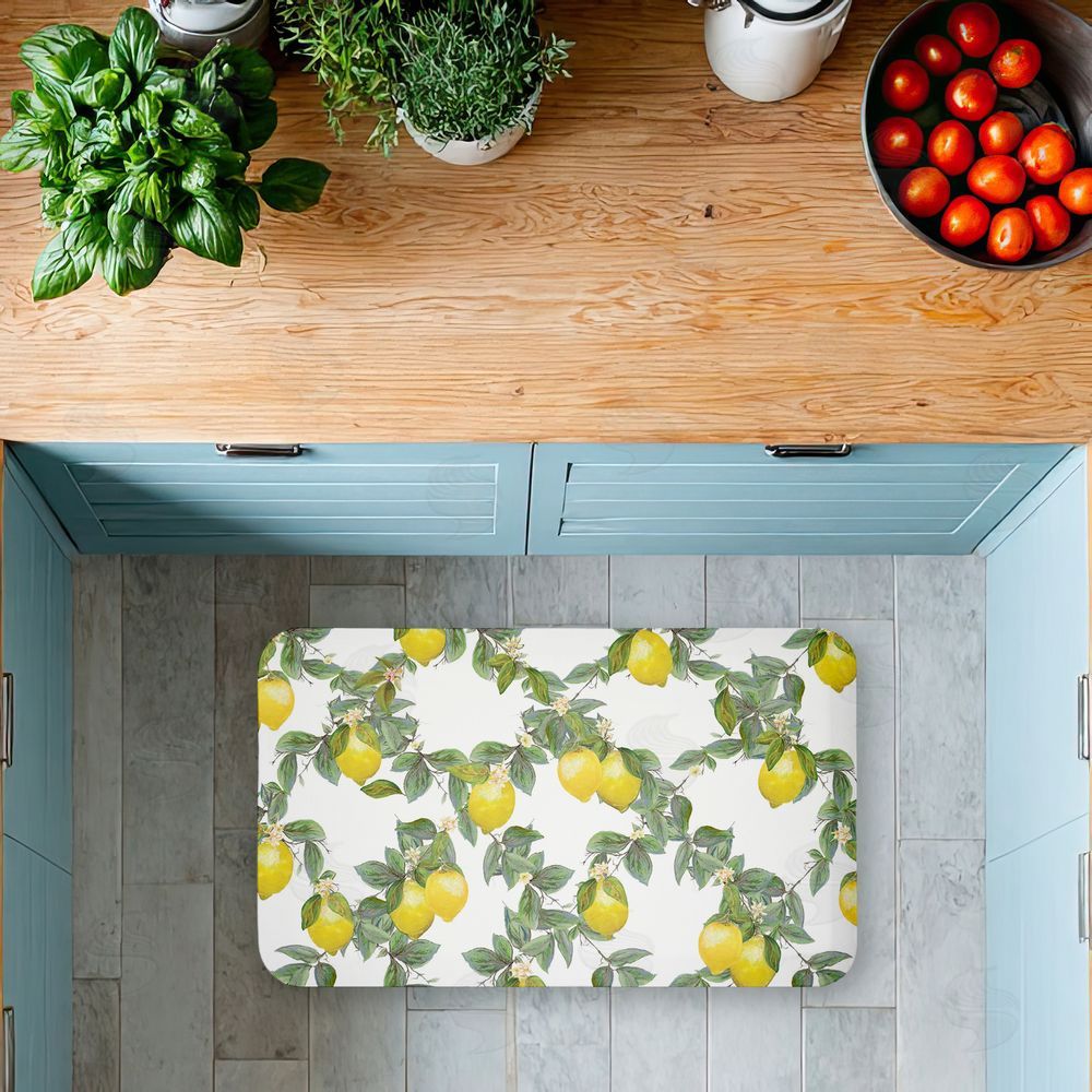Diannart Fruity Lemony Vine Pattern Kitchen Floor Mat