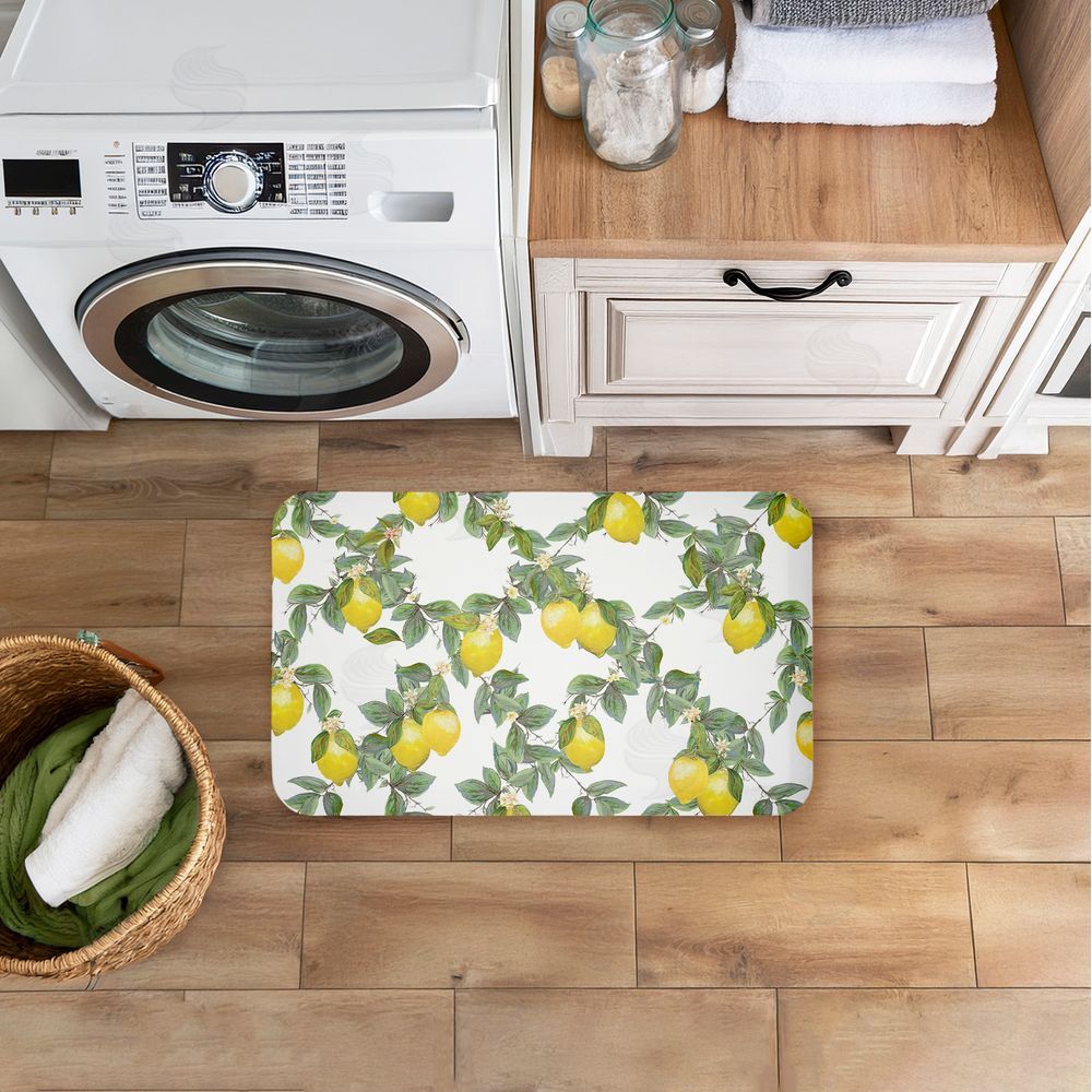 Diannart Fruity Lemony Vine Pattern Kitchen Floor Mat