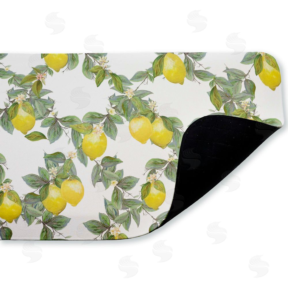 Diannart Fruity Lemony Vine Pattern Kitchen Floor Mat