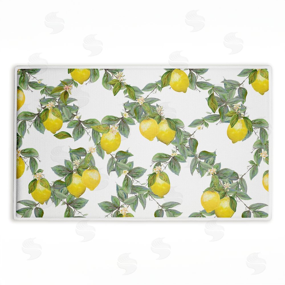 Diannart Fruity Lemony Vine Pattern Plush Bathroom Floor Mat