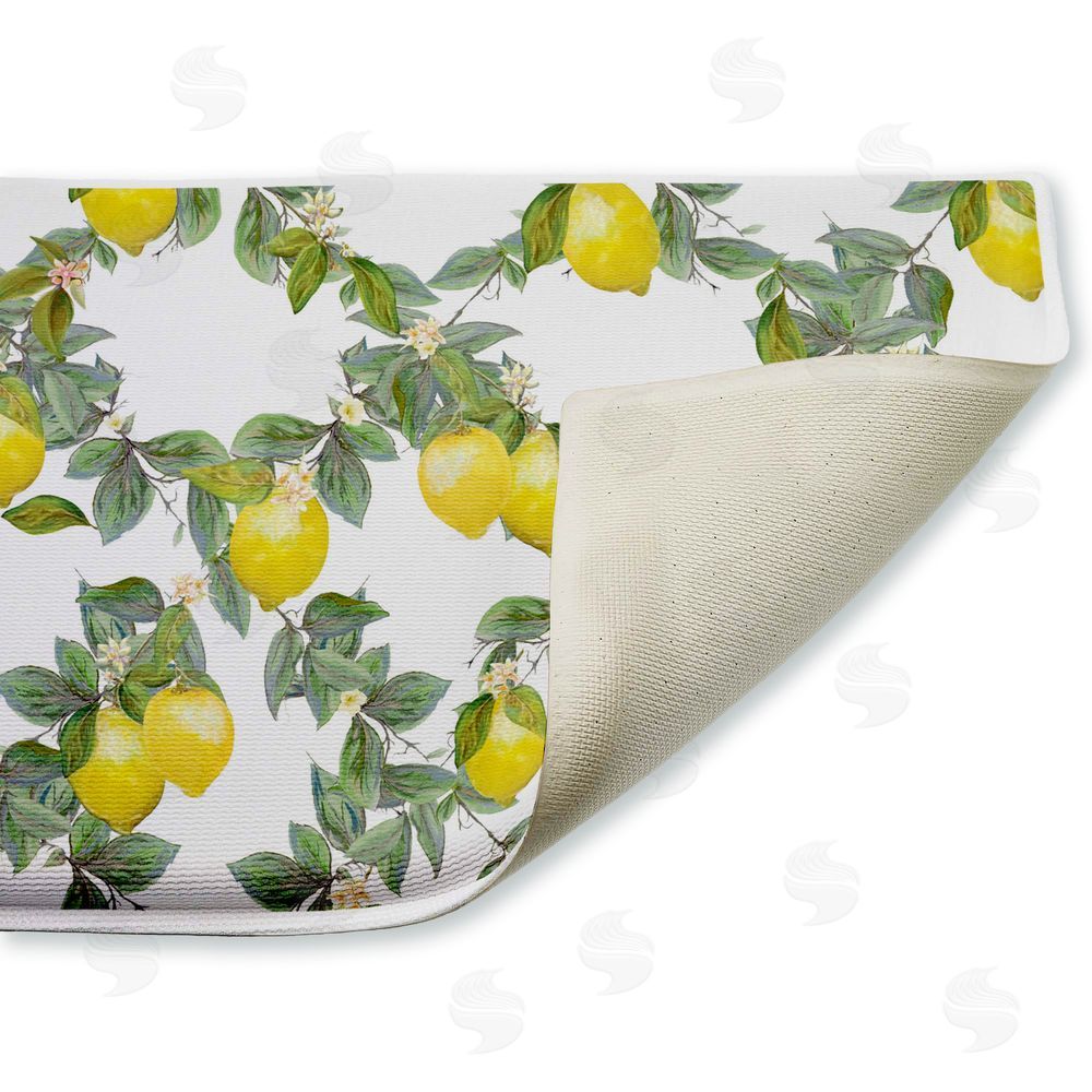 Diannart Fruity Lemony Vine Pattern Plush Bathroom Floor Mat