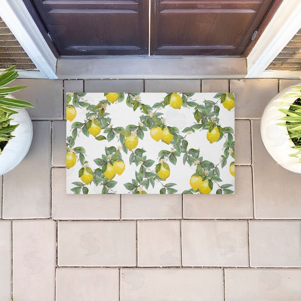 Diannart Fruity Lemony Vine Pattern Unwoven Outdoor Door Mat