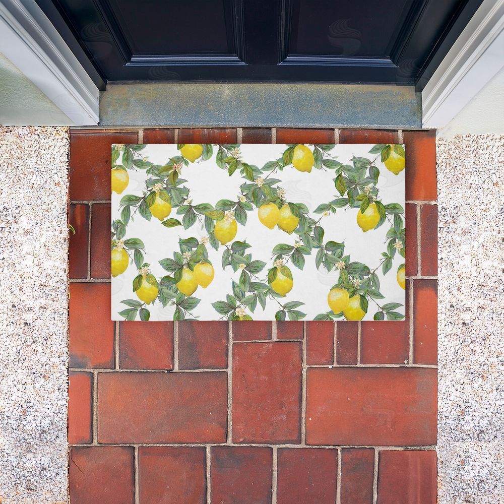 Diannart Fruity Lemony Vine Pattern Unwoven Outdoor Door Mat