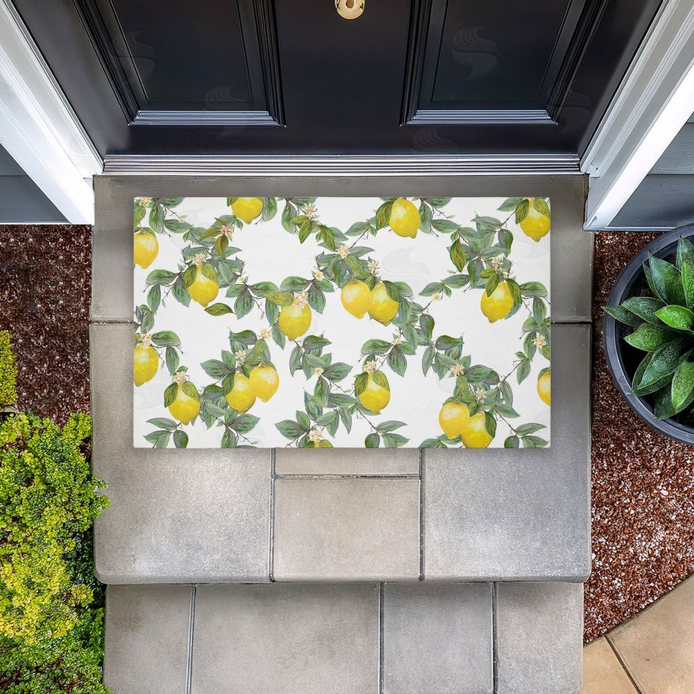 Diannart Fruity Lemony Vine Pattern Unwoven Outdoor Door Mat