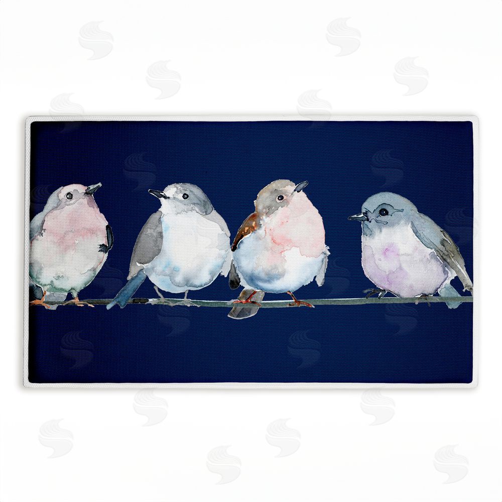 Lorenzo Collective Perched Foursome of Birds Plush Bathroom Floor Mat