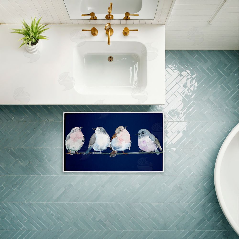 Lorenzo Collective Perched Foursome of Birds Plush Bathroom Floor Mat