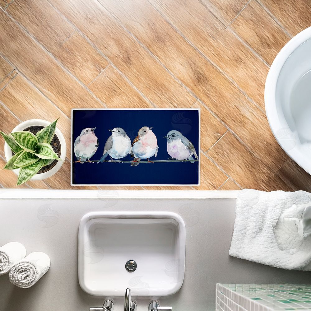 Lorenzo Collective Perched Foursome of Birds Plush Bathroom Floor Mat