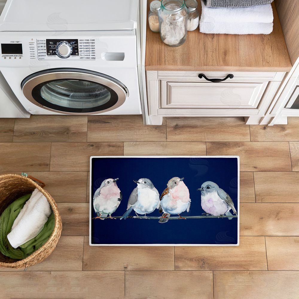 Lorenzo Collective Perched Foursome of Birds Plush Bathroom Floor Mat