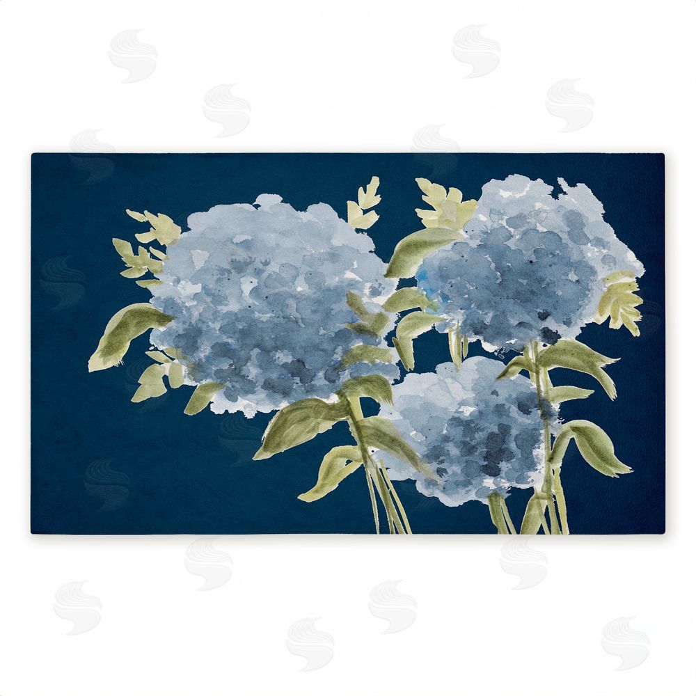 Janice Gaynor Blue Hydrangeas Contrast Unwoven Outdoor Door Mat