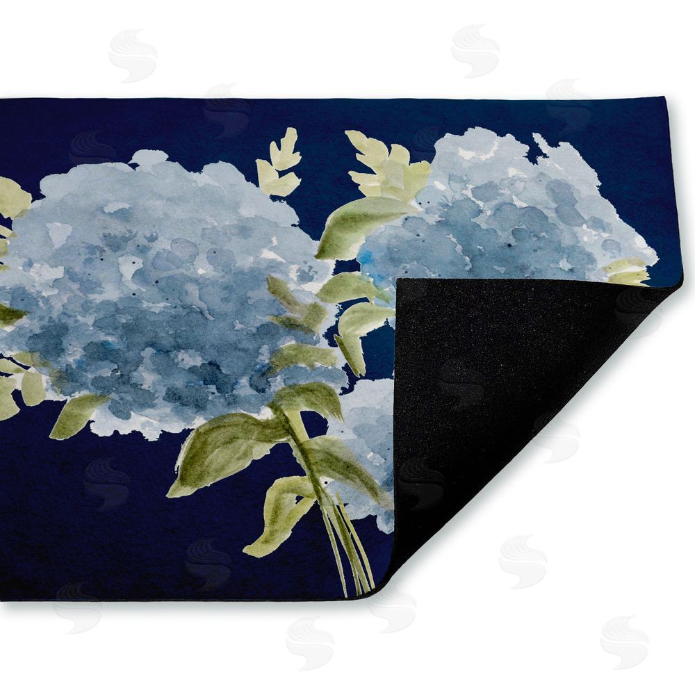 Janice Gaynor Blue Hydrangeas Contrast Unwoven Outdoor Door Mat