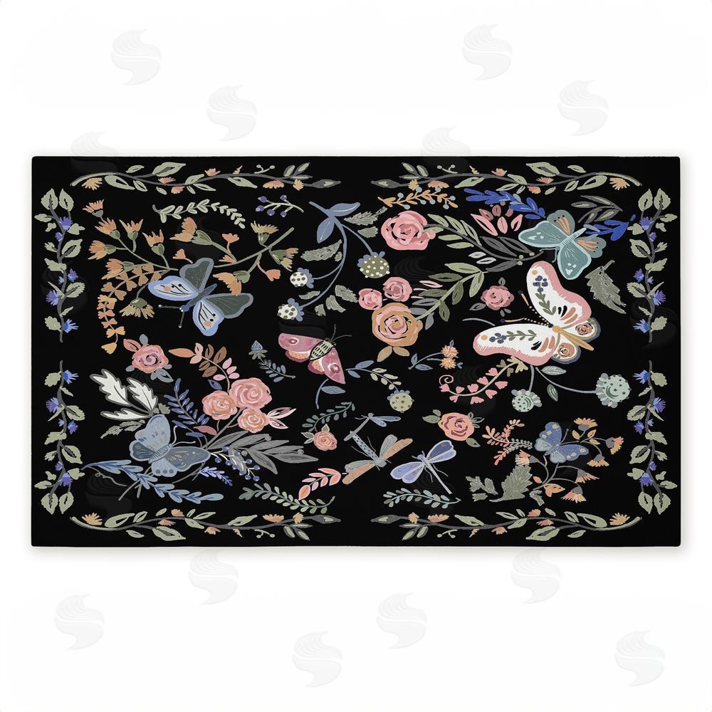 Ani Del Sol Dark Flowers & Garden Friends Unwoven Outdoor Door Mat