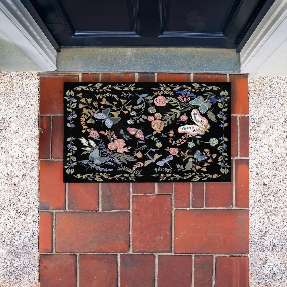 Ani Del Sol Dark Flowers & Garden Friends Unwoven Outdoor Door Mat