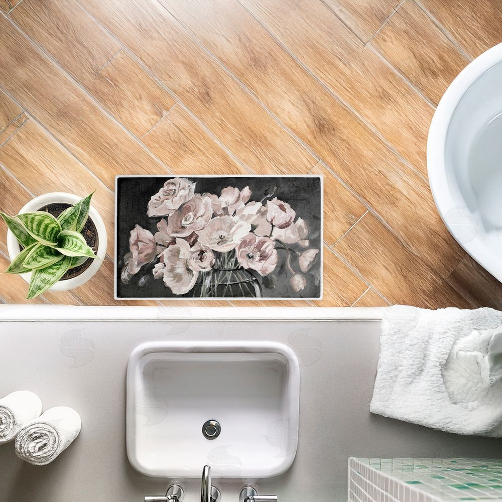 Patricia Pinto Flowers In Clear Vase Plush Bathroom Floor Mat