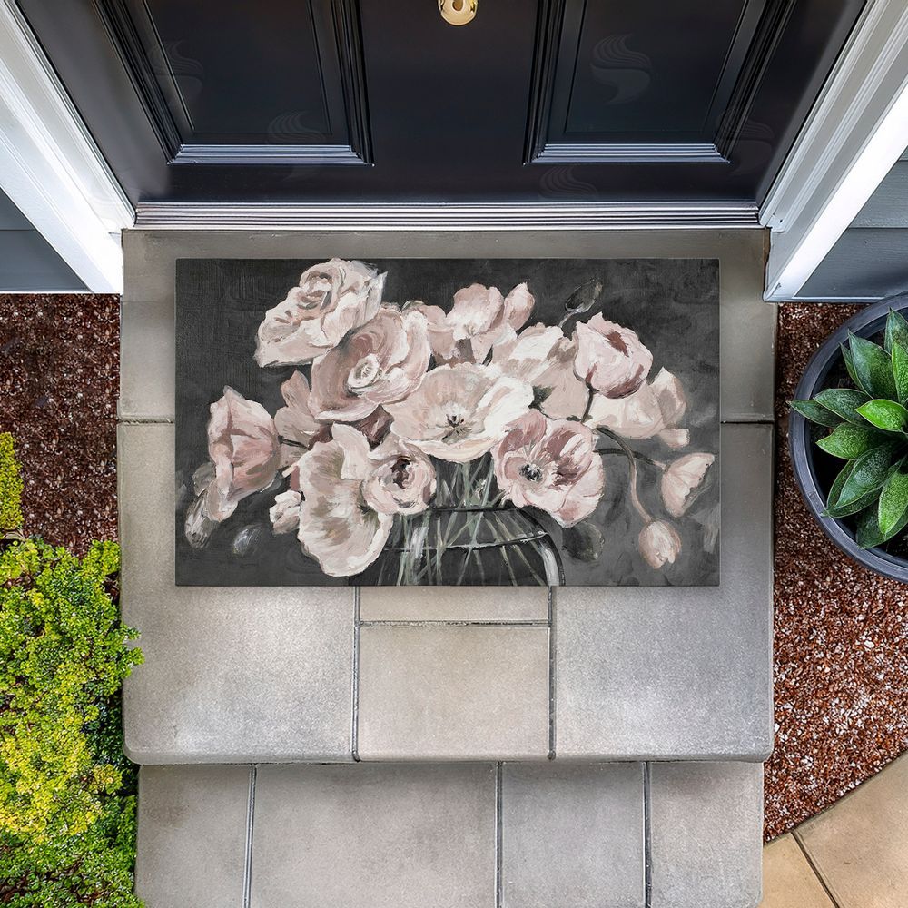 Patricia Pinto Flowers In Clear Vase Unwoven Outdoor Door Mat
