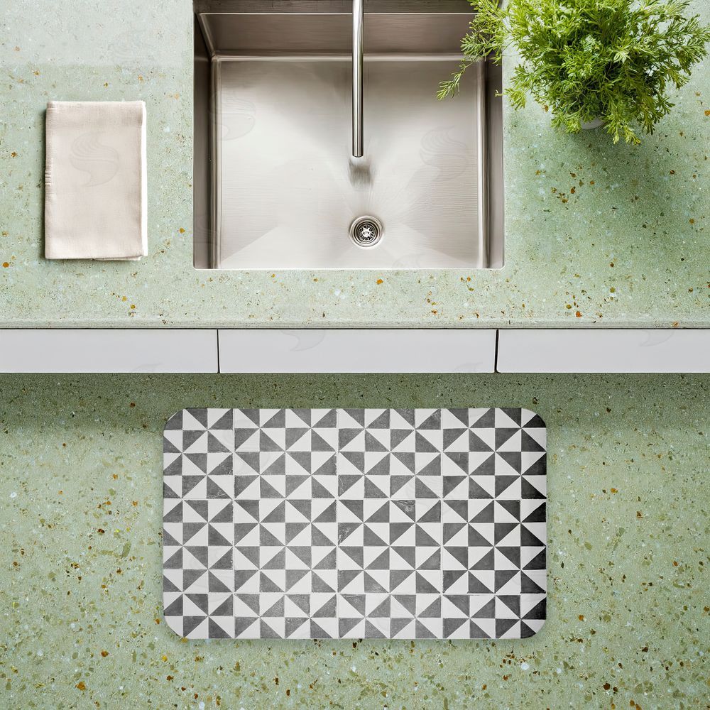 Erin Marie Mediterranean Squares Geometric Kitchen Floor Mat