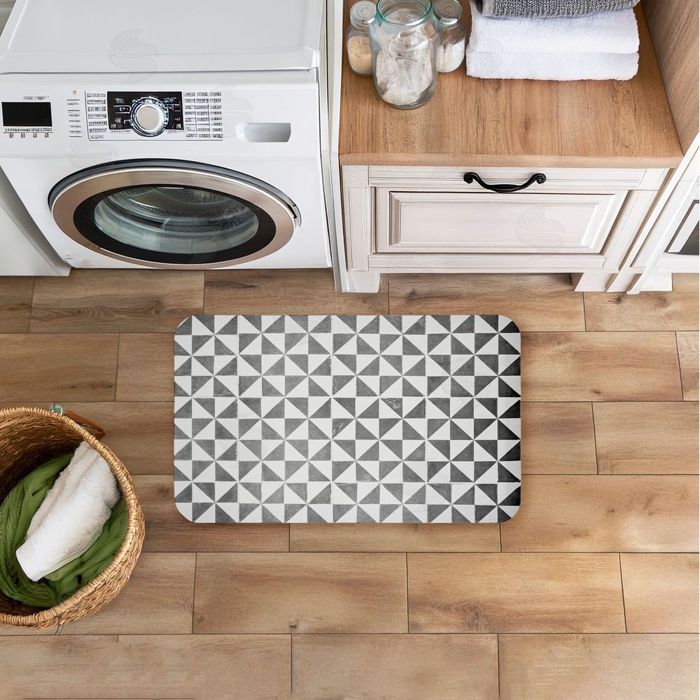 Erin Marie Mediterranean Squares Geometric Kitchen Floor Mat