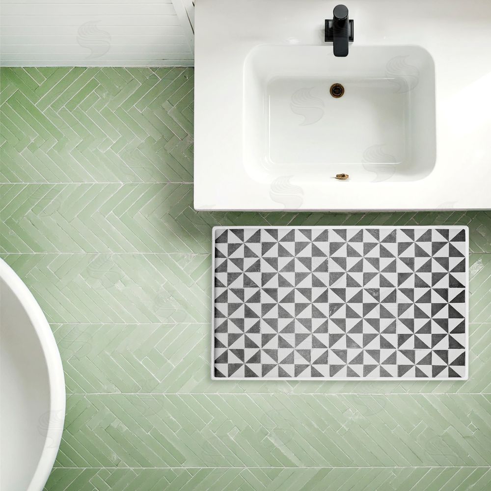 Erin Marie Mediterranean Squares Geometric Plush Bathroom Floor Mat