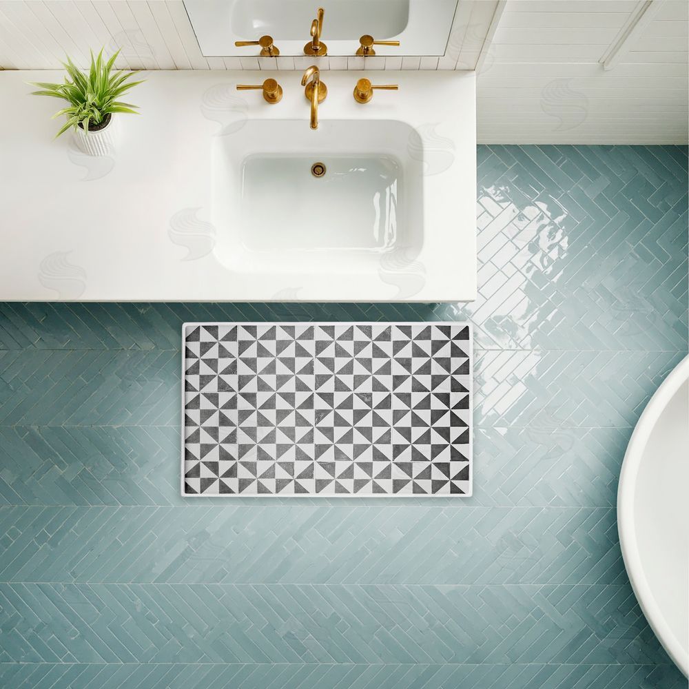Erin Marie Mediterranean Squares Geometric Plush Bathroom Floor Mat