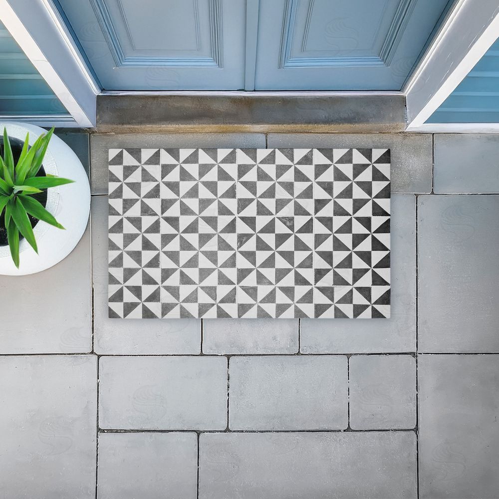 Erin Marie Mediterranean Squares Geometric Unwoven Outdoor Door Mat