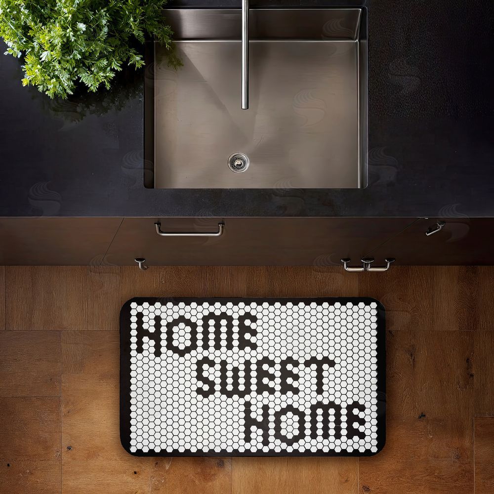 Elizabeth Medley Sweet Home Mosaic Pattern Kitchen Floor Mat
