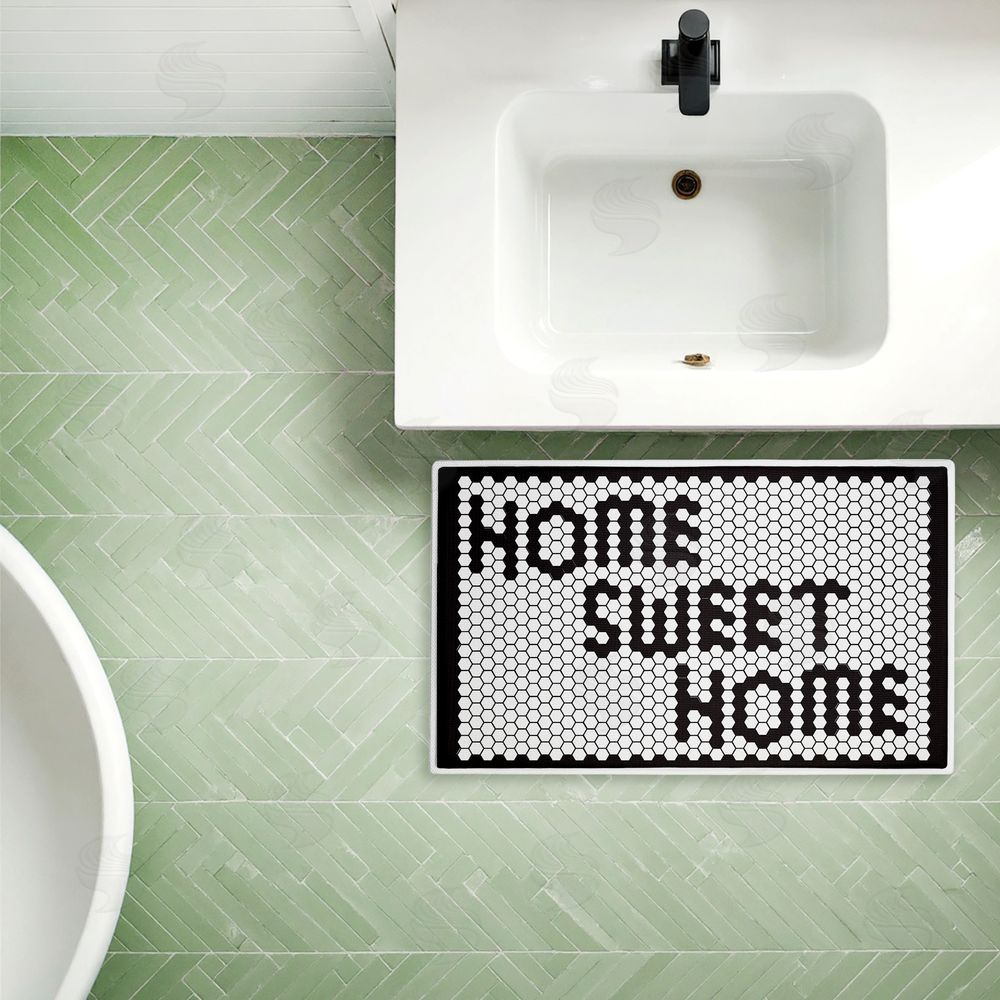Elizabeth Medley Sweet Home Mosaic Pattern Plush Bathroom Floor Mat