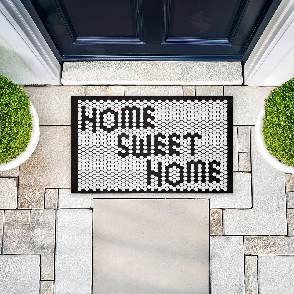 Elizabeth Medley Sweet Home Mosaic Pattern Unwoven Outdoor Door Mat