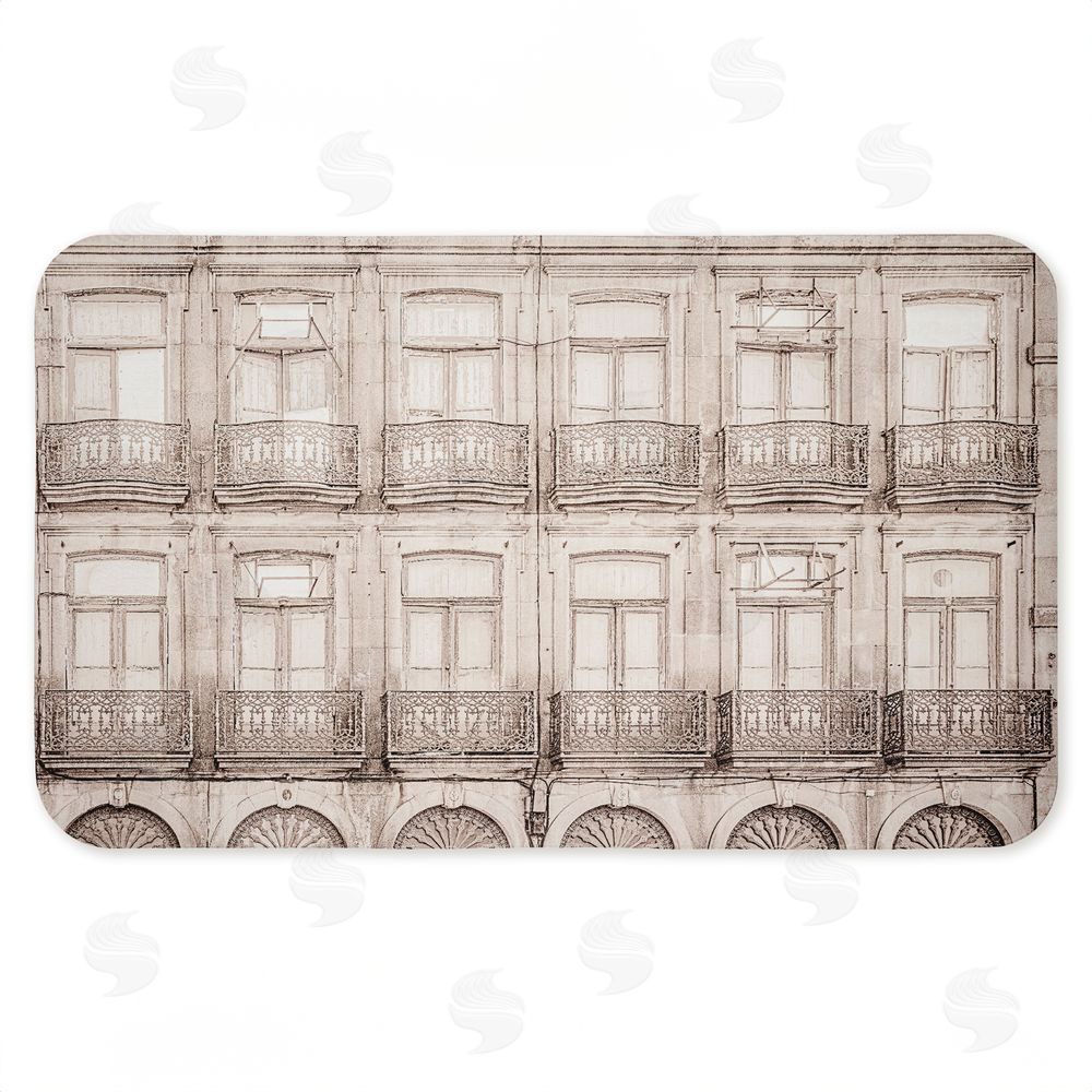 Erin Marie Pretty Beige Windows Architecture Kitchen Floor Mat