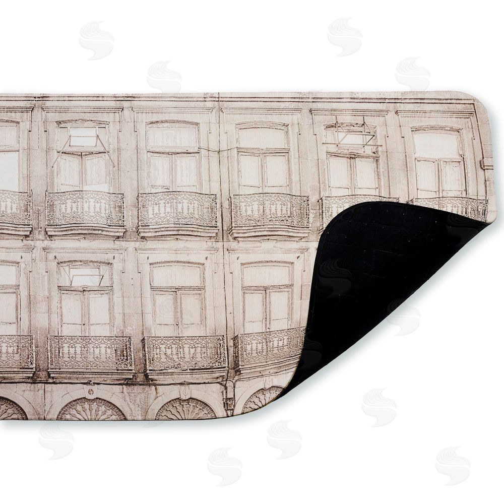 Erin Marie Pretty Beige Windows Architecture Kitchen Floor Mat
