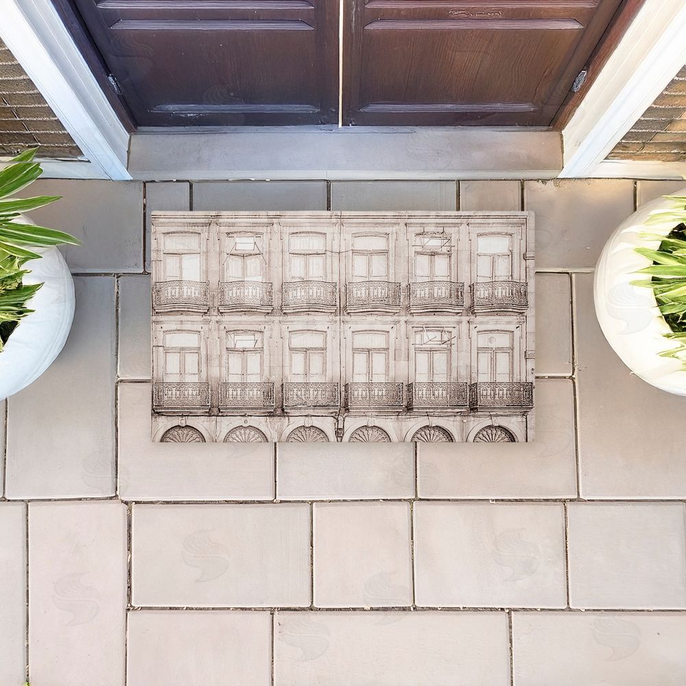 Erin Marie Pretty Beige Windows Architecture Unwoven Outdoor Door Mat
