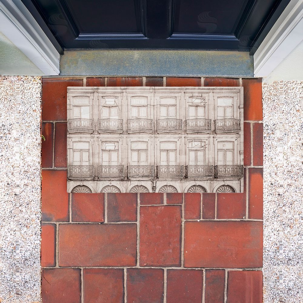 Erin Marie Pretty Beige Windows Architecture Unwoven Outdoor Door Mat